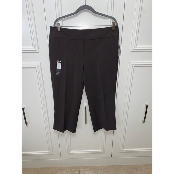 NWT Nicole Miller New York Women's‎ Capri Pants Size 14 Brown Casual Stretch - Picture 1 of 11